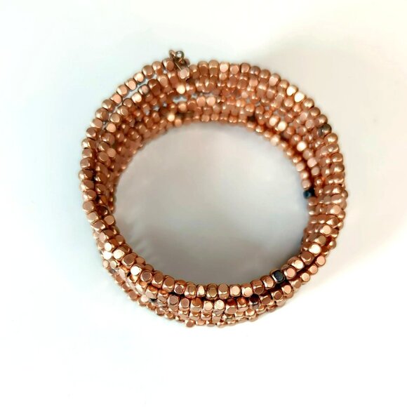 ABS by Allen Schwartz Drama Coil Rose Gold Tone Bead Wrap Bracelet - Picture 3 of 5